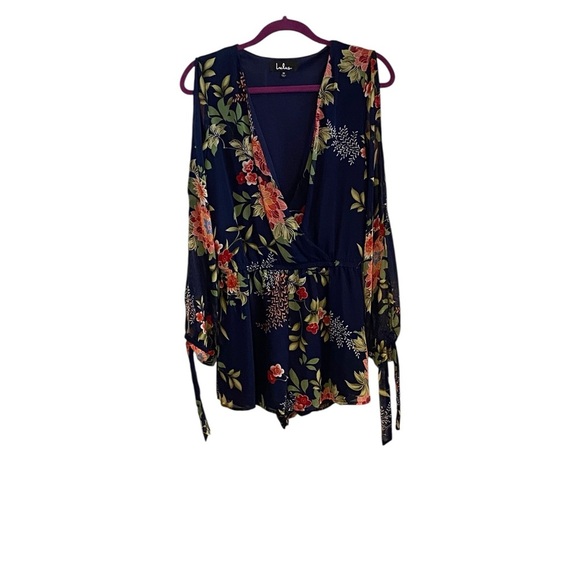 Lulus Run Away With Me Navy Blue Floral Print Long Sleeve Romper - Picture 6 of 12